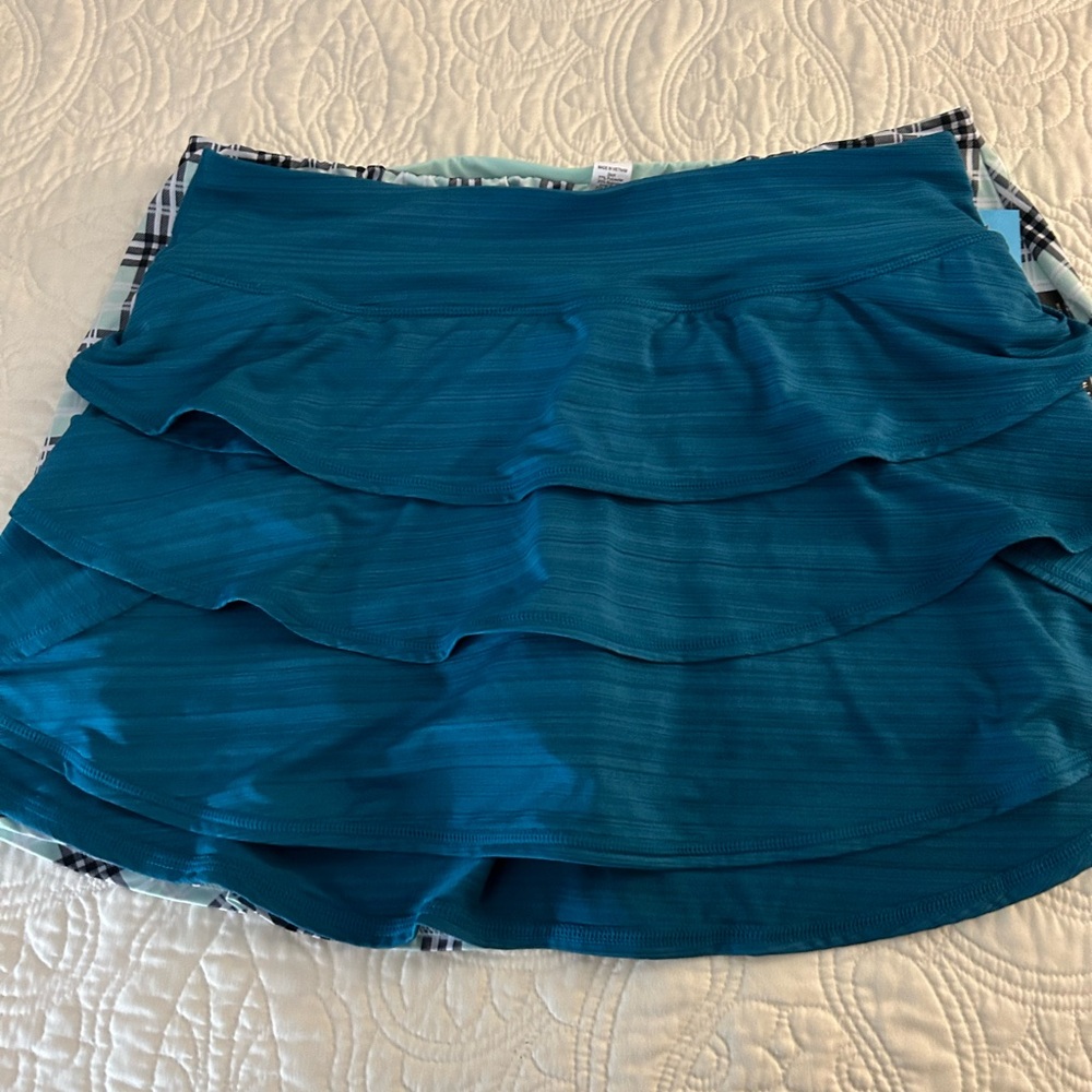 Ideology Blue Bubble Mini Skirt Ruffled Tiered